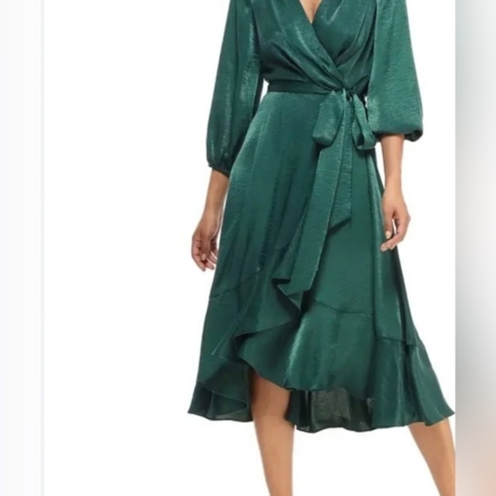 Gal Meets Glam Jennifer wrap  Emerald green midi dress size 10